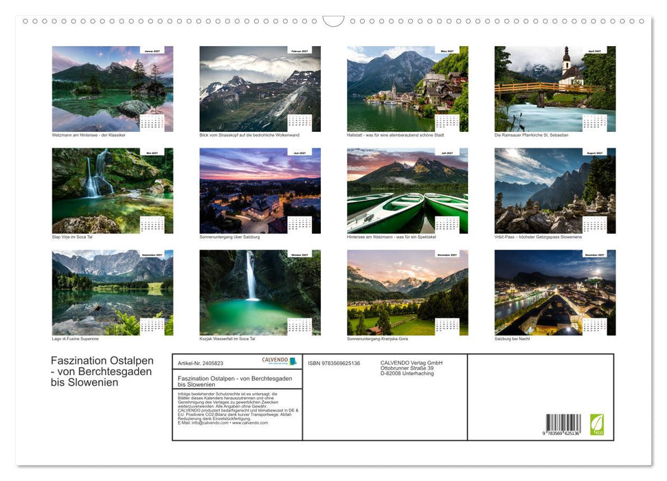 Faszination Ostalpen - von Berchtesgaden bis Slowenien (CALVENDO Wandkalender 2027)