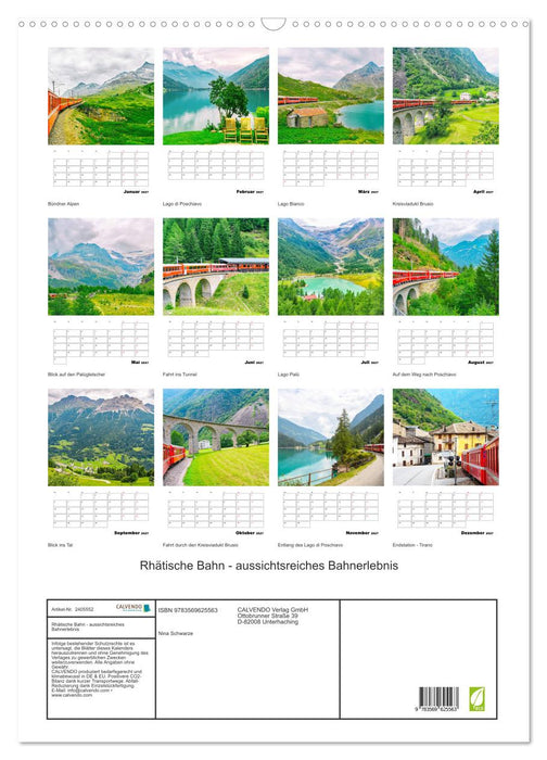 Rhätische Bahn - aussichtsreiches Bahnerlebnis (CALVENDO Wandkalender 2027)
