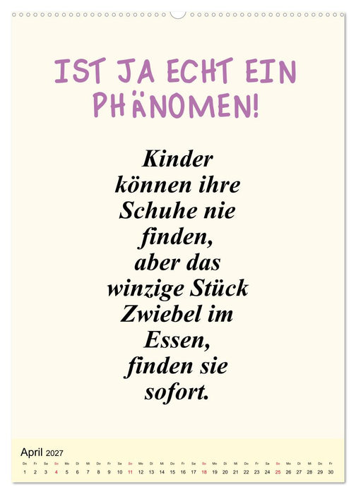 Sprüche-Kalender. Lustiges für die Familie! (CALVENDO Wandkalender 2027)