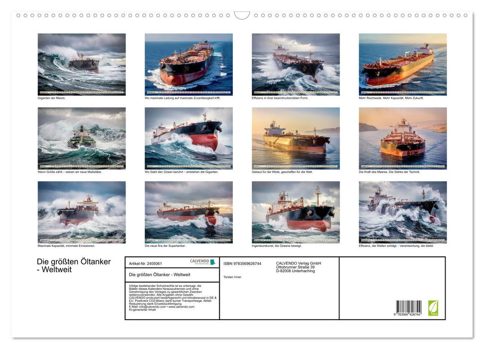 Die größten Öltanker - Weltweit (CALVENDO Wandkalender 2027)