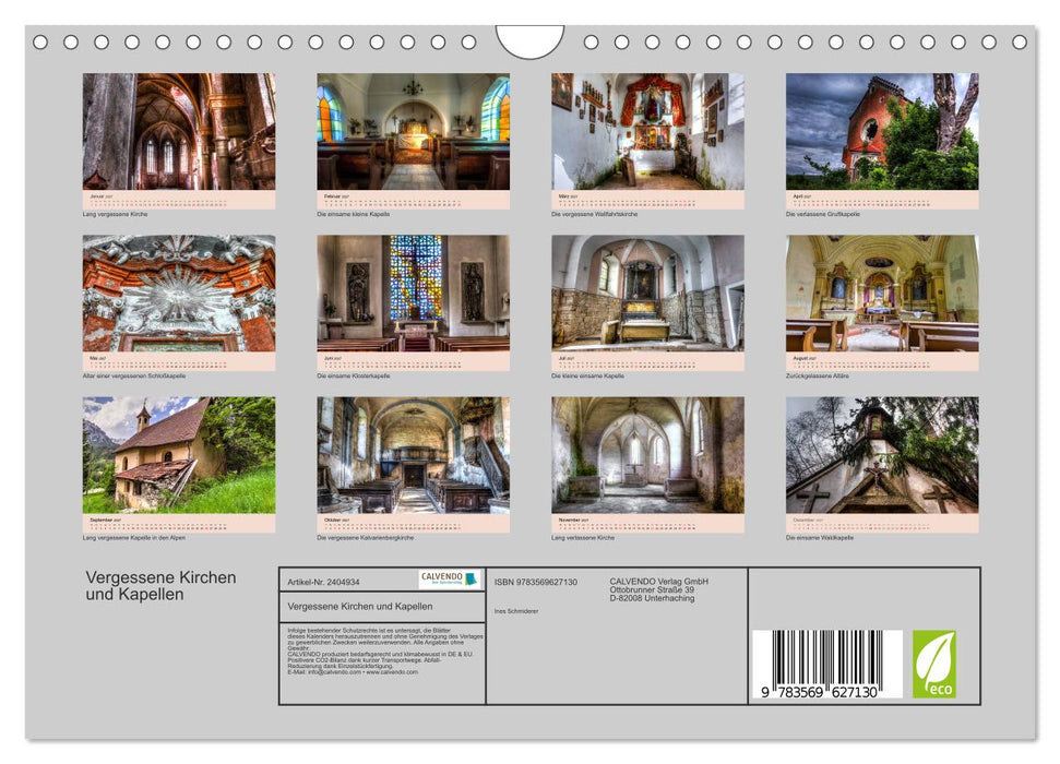 Vergessene Kirchen und Kapellen (CALVENDO Wandkalender 2027)