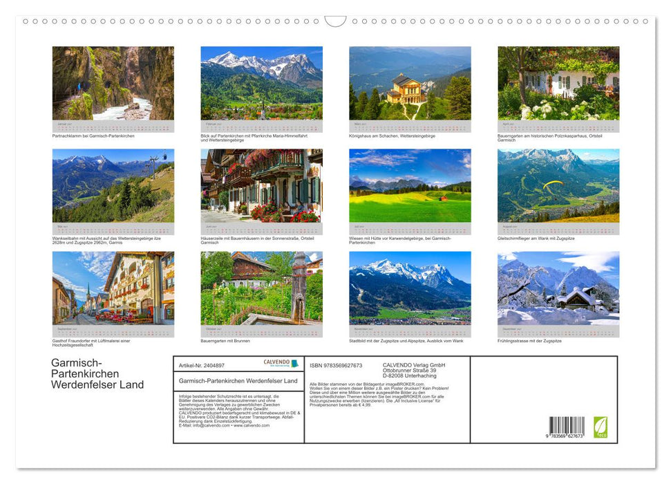 Garmisch-Partenkirchen Werdenfelser Land (CALVENDO Wandkalender 2027)