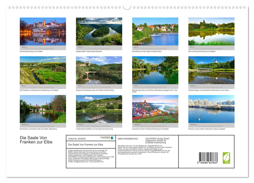 Die Saale Von Franken zur Elbe (CALVENDO Premium Wandkalender 2027)