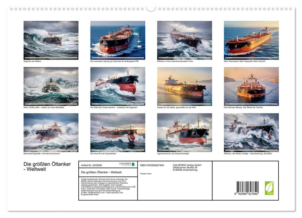 Die größten Öltanker - Weltweit (CALVENDO Premium Wandkalender 2027)