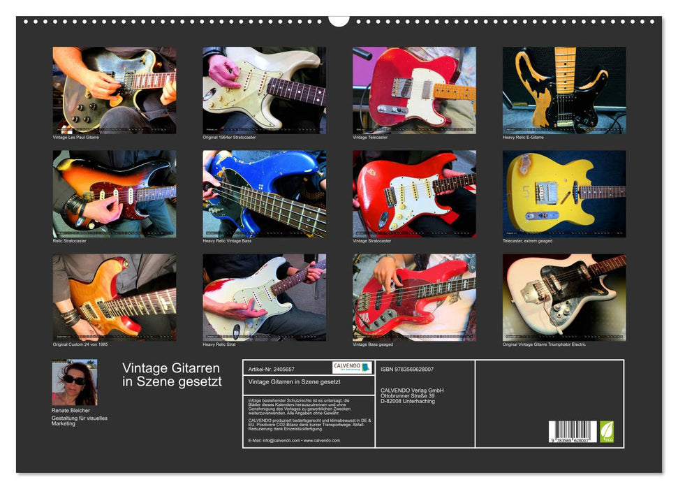 Vintage Gitarren in Szene gesetzt (CALVENDO Wandkalender 2027)