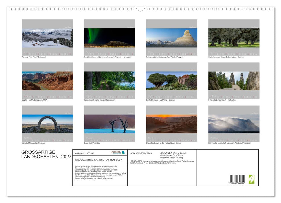 GROSSARTIGE LANDSCHAFTEN 2027 (CALVENDO Wandkalender 2027)