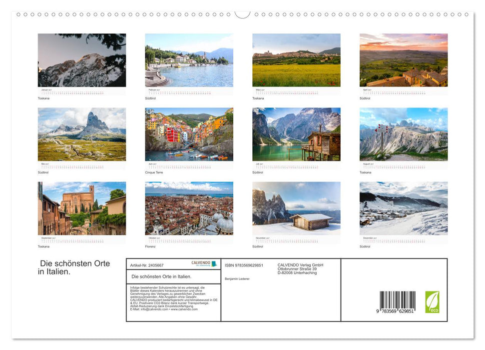 Die schönsten Orte in Italien. (CALVENDO Premium Wandkalender 2027)