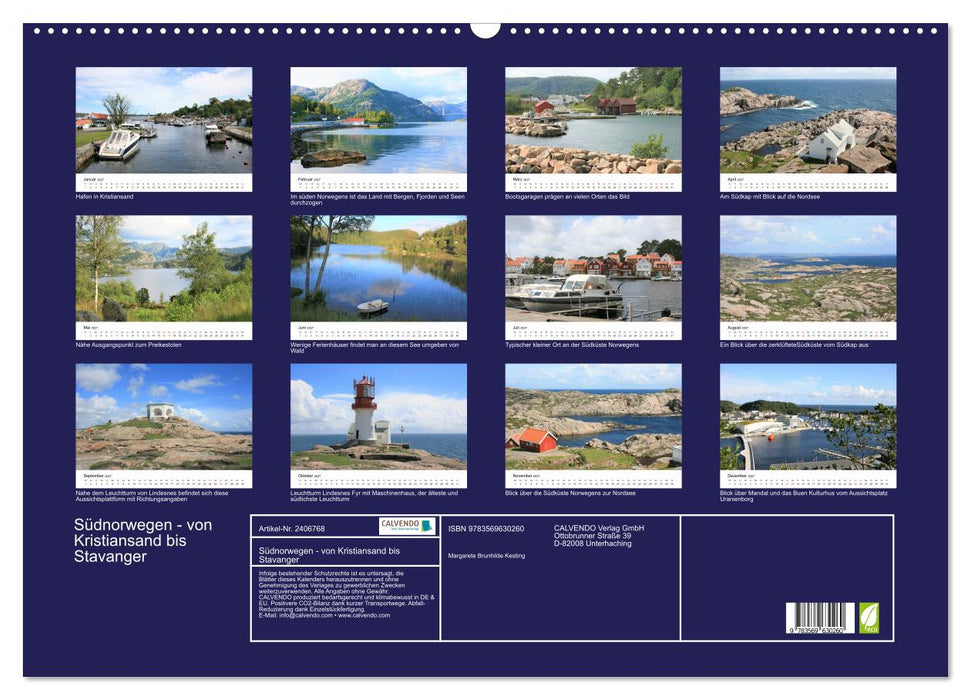 Südnorwegen - von Kristiansand bis Stavanger (CALVENDO Wandkalender 2027)