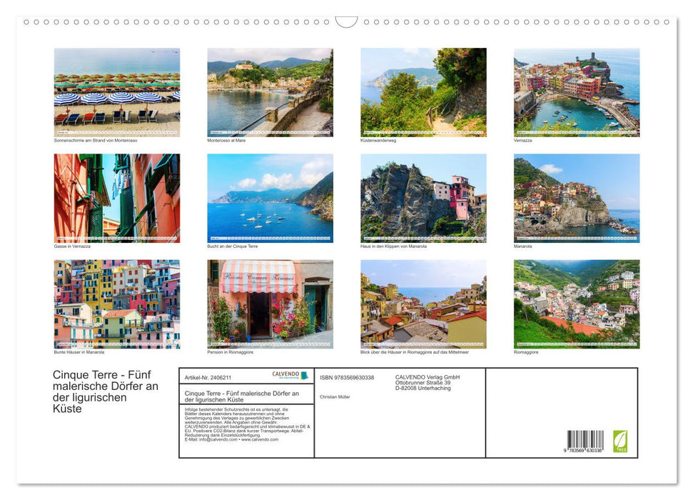 Cinque Terre - Fünf malerische Dörfer an der ligurischen Küste (CALVENDO Wandkalender 2027)