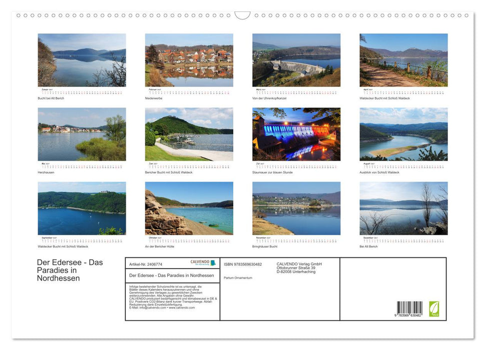 Der Edersee - Das Paradies in Nordhessen (CALVENDO Wandkalender 2027)