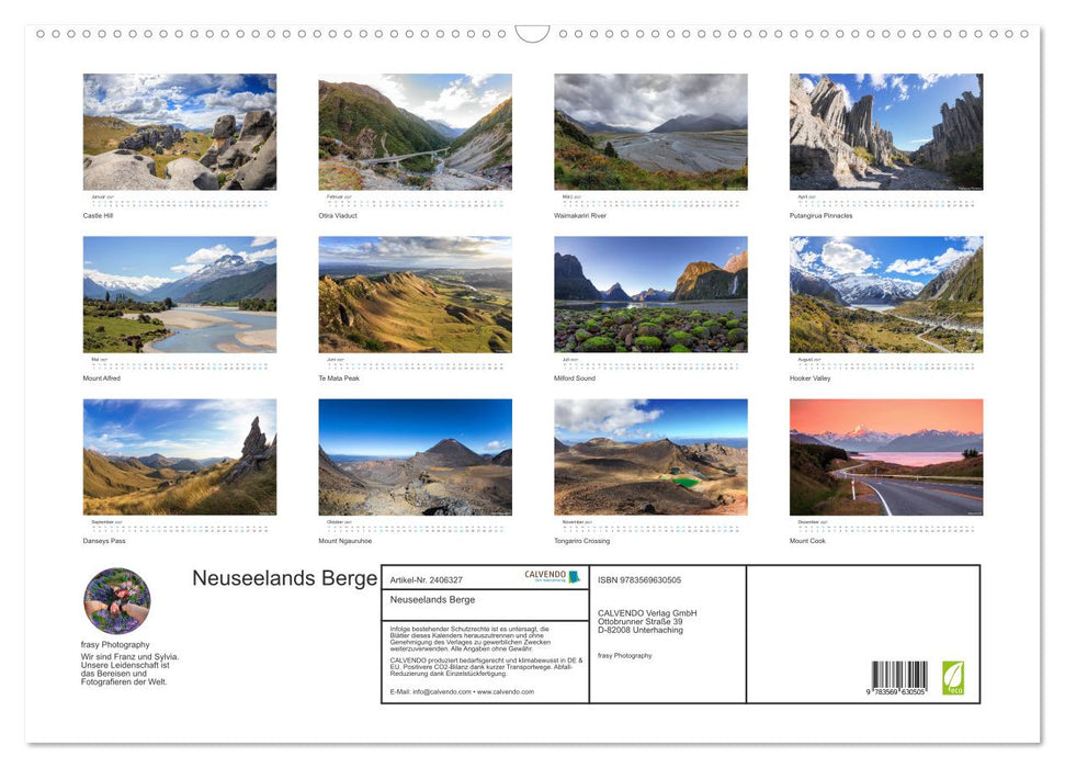 Neuseelands Berge (CALVENDO Wandkalender 2027)