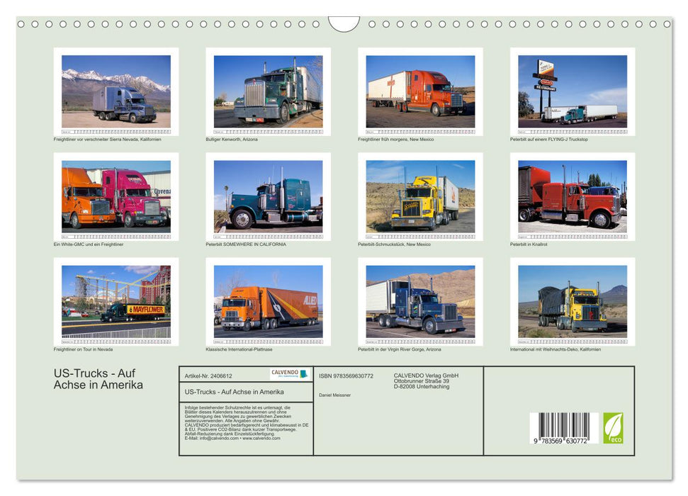 US-Trucks - Auf Achse in Amerika (CALVENDO Wandkalender 2027)