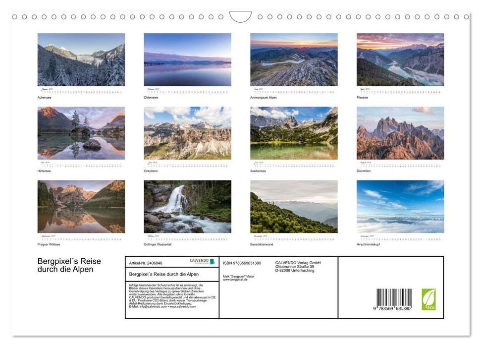 Bergpixel´s Reise durch die Alpen (CALVENDO Wandkalender 2027)