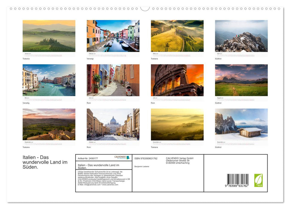 Italien - Das wundervolle Land im Süden. (CALVENDO Premium Wandkalender 2027)