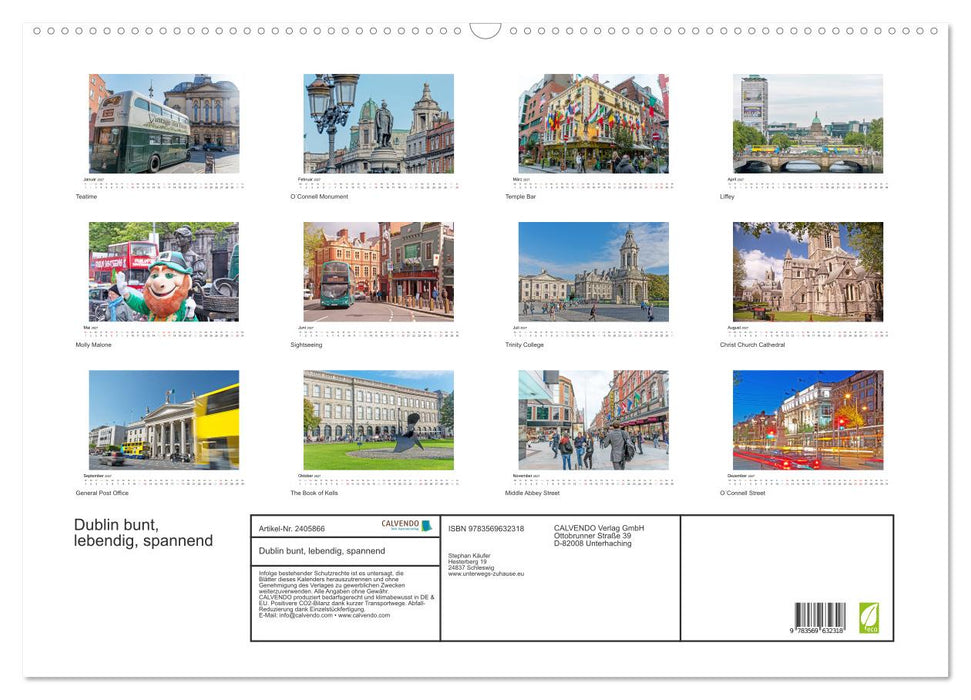 Dublin bunt, lebendig, spannend (CALVENDO Wandkalender 2027)
