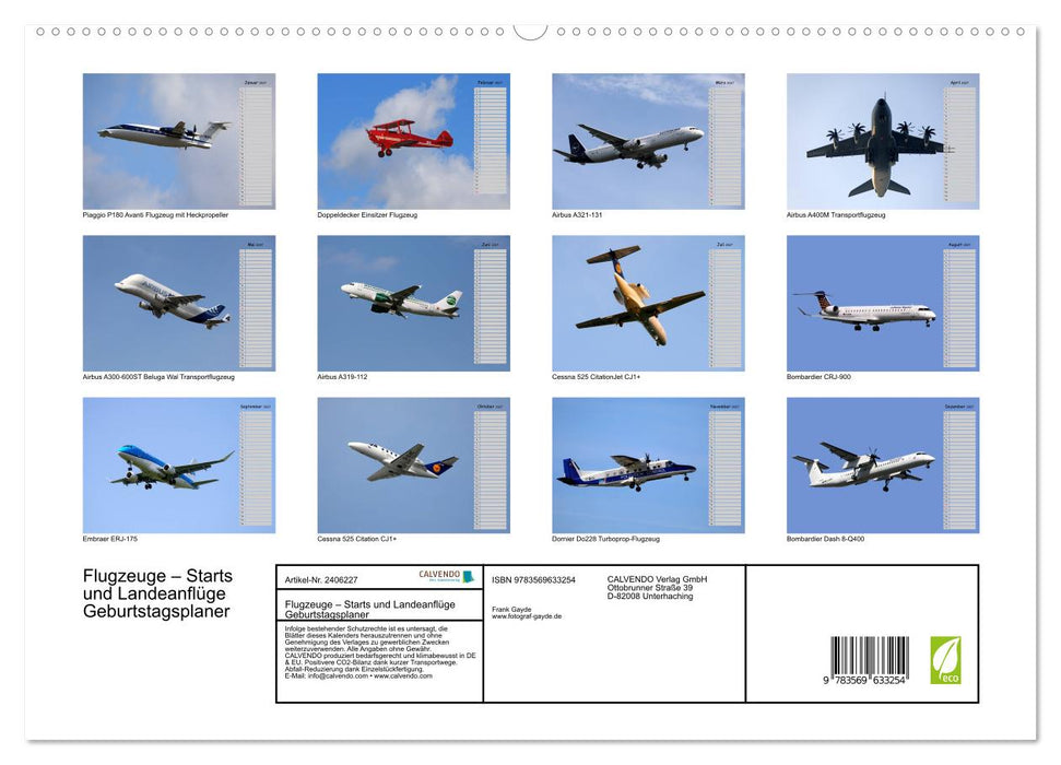 Flugzeuge – Starts und Landeanflüge Geburtstagsplaner (CALVENDO Premium Wandkalender 2027)
