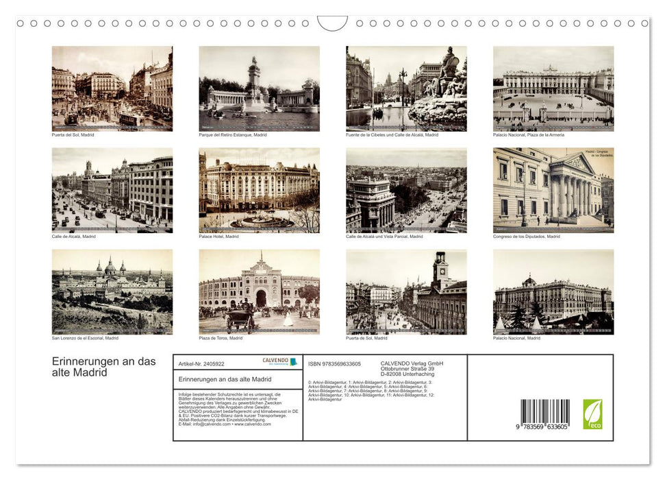 Erinnerungen an das alte Madrid (CALVENDO Wandkalender 2027)
