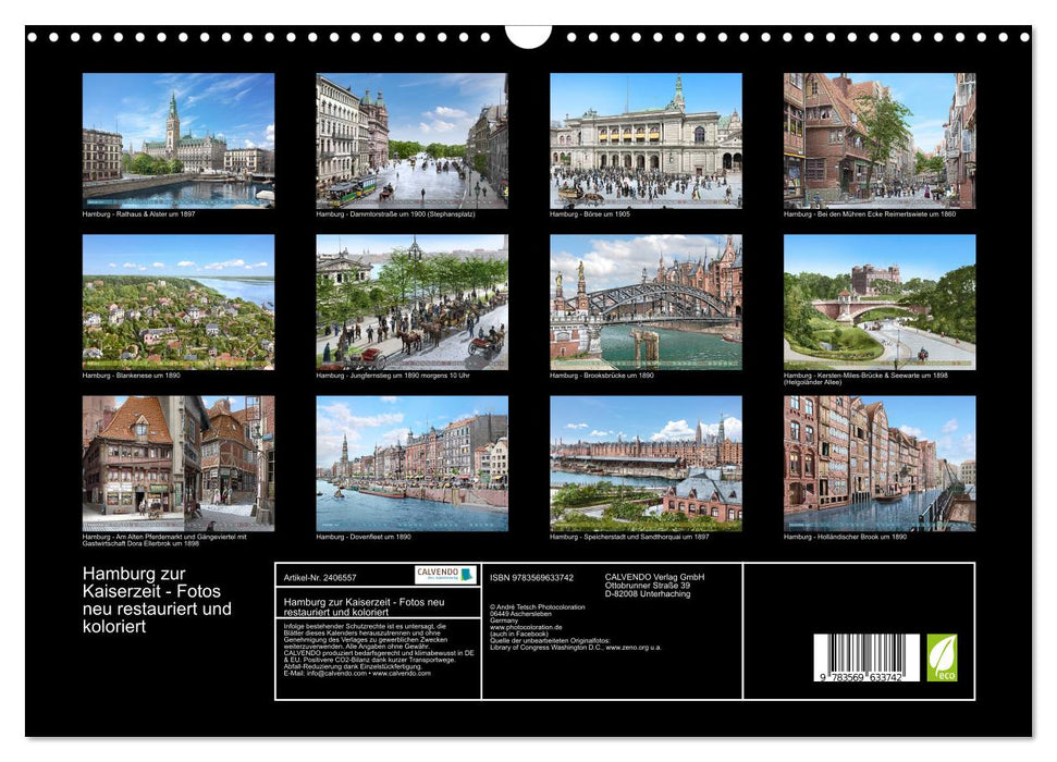 Hamburg zur Kaiserzeit - Fotos neu restauriert und koloriert (CALVENDO Wandkalender 2027)