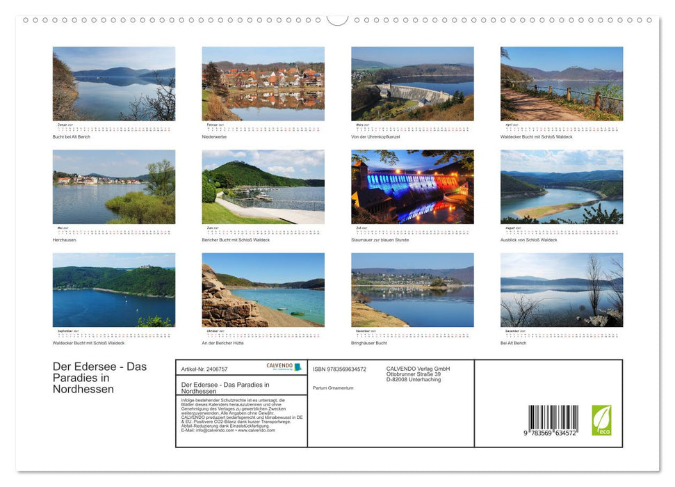 Der Edersee - Das Paradies in Nordhessen (CALVENDO Premium Wandkalender 2027)