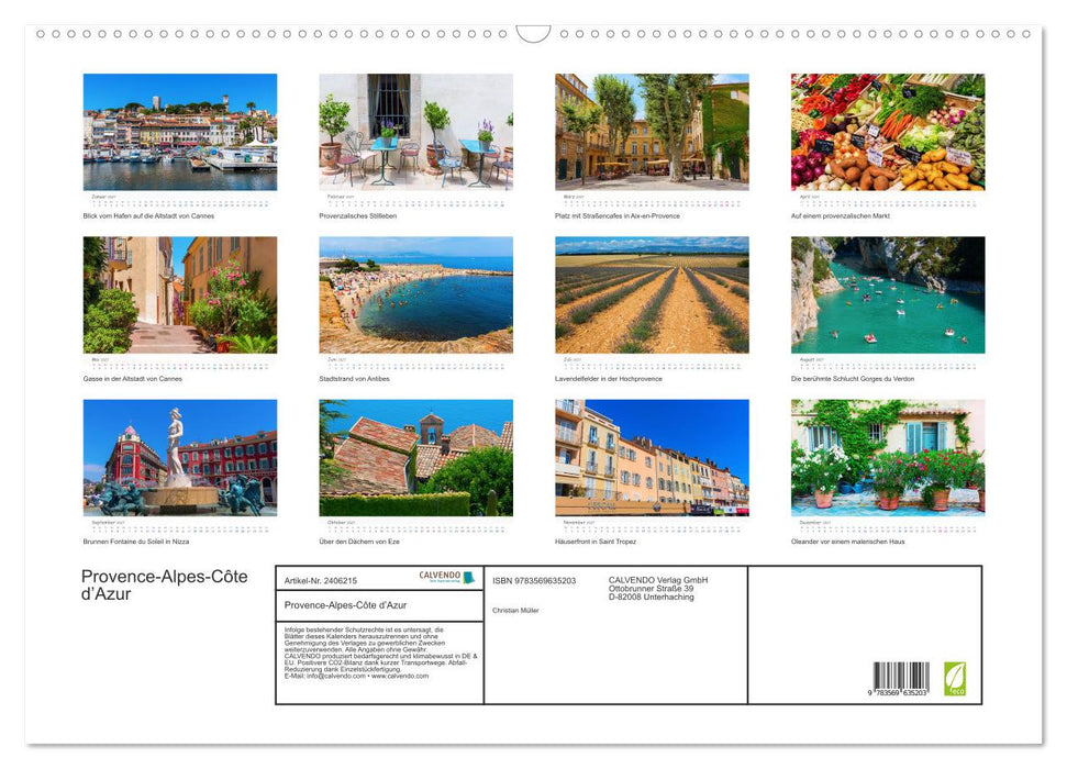 Provence-Alpes-Côte d’Azur (CALVENDO Wandkalender 2027)