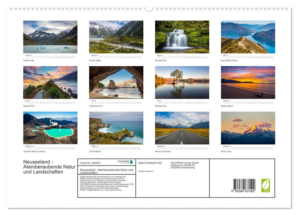 Neuseeland - Atemberaubende Natur und Landschaften (CALVENDO Premium Wandkalender 2027)