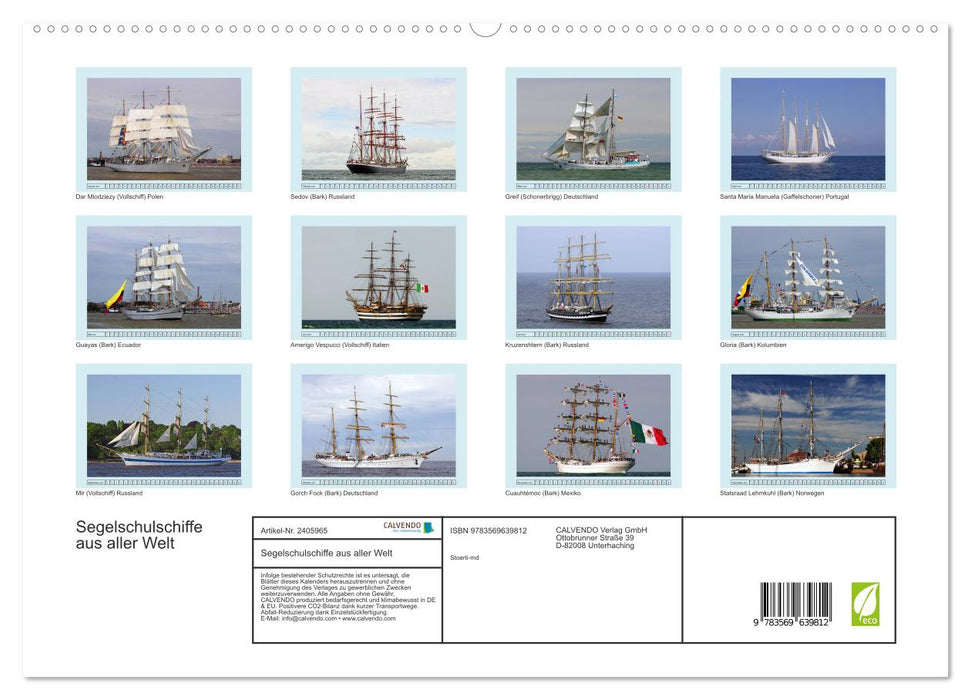 Segelschulschiffe aus aller Welt (CALVENDO Premium Wandkalender 2027)