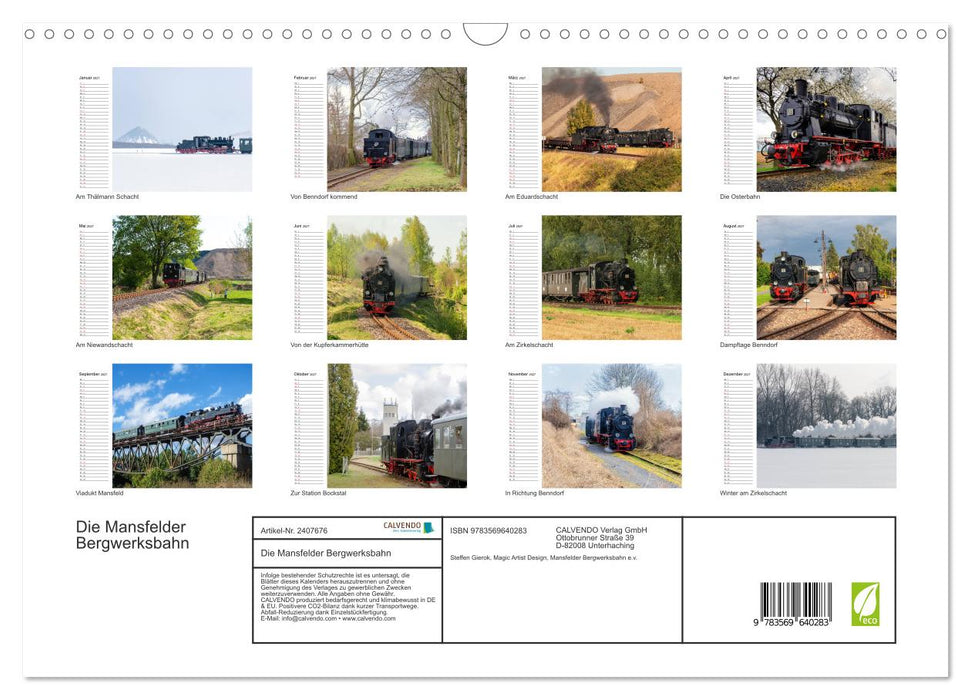 Die Mansfelder Bergwerksbahn (CALVENDO Wandkalender 2027)