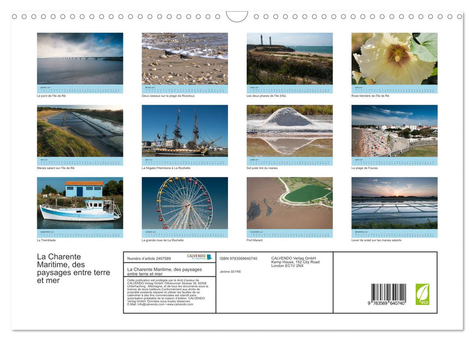 La Charente Maritime, des paysages entre terre et mer (CALVENDO Calendrier mensuel 2027)