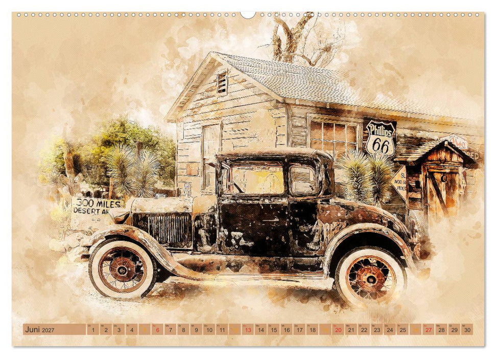 Route 66 - 2451 Meilen Nostalgie (CALVENDO Wandkalender 2027)