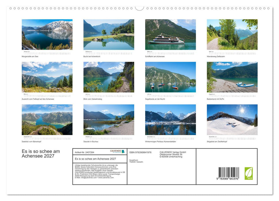 Es is so schee am Achensee 2027 (CALVENDO Premium Wandkalender 2027)