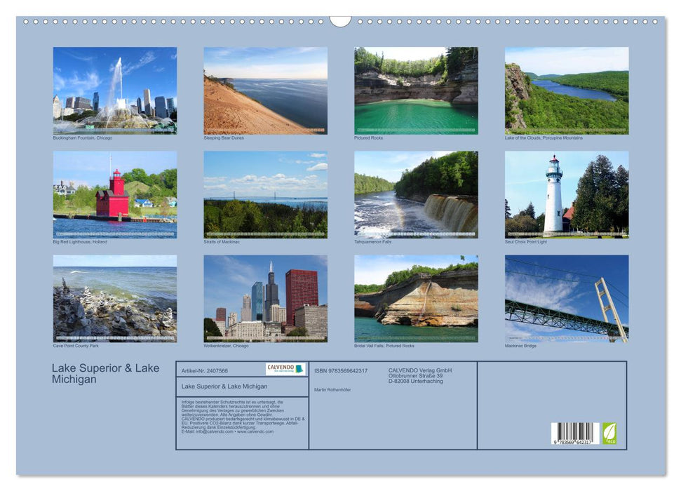 Lake Superior & Lake Michigan (CALVENDO Wandkalender 2027)