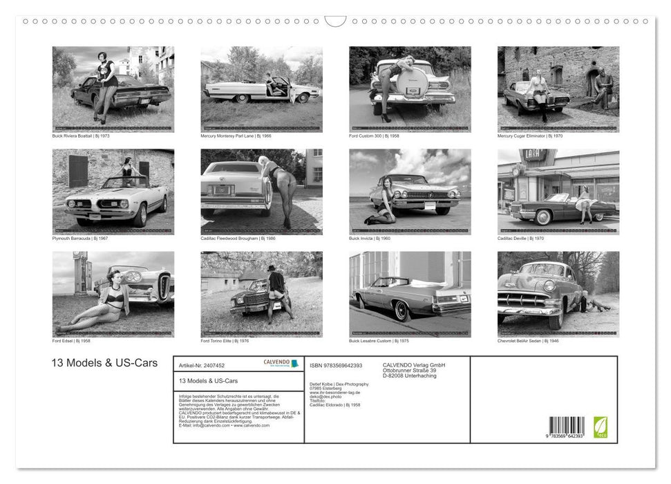 13 Models & US-Cars (CALVENDO Wandkalender 2027)