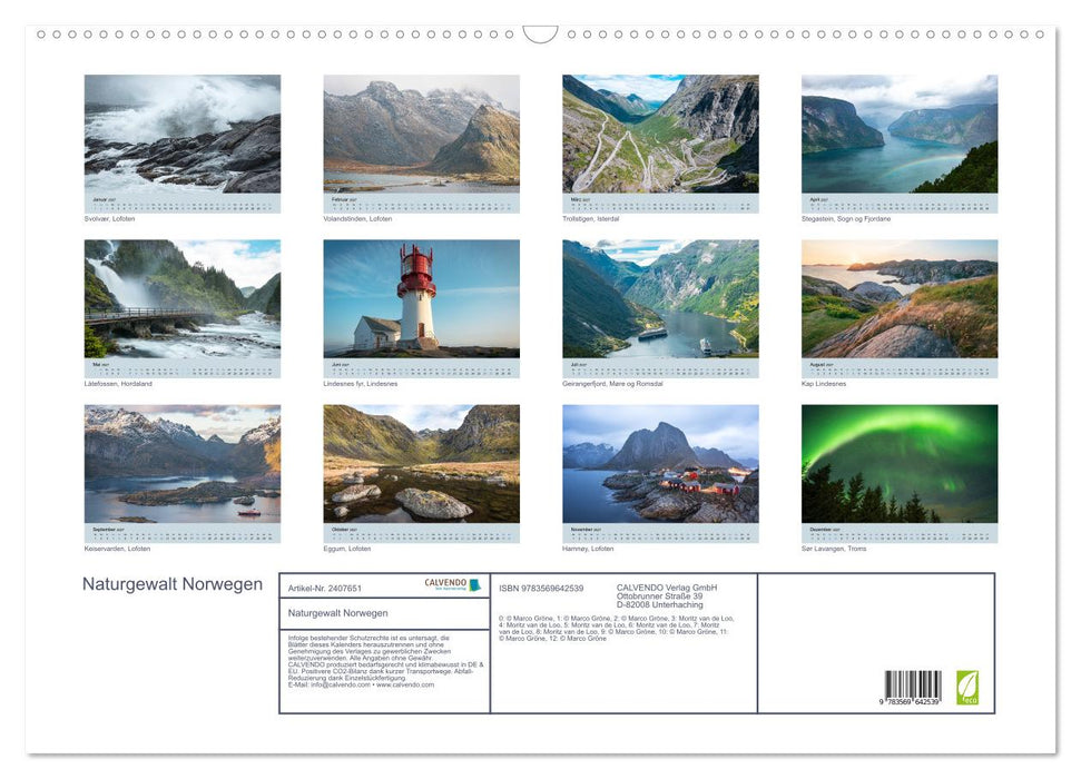 Naturgewalt Norwegen (CALVENDO Wandkalender 2027)