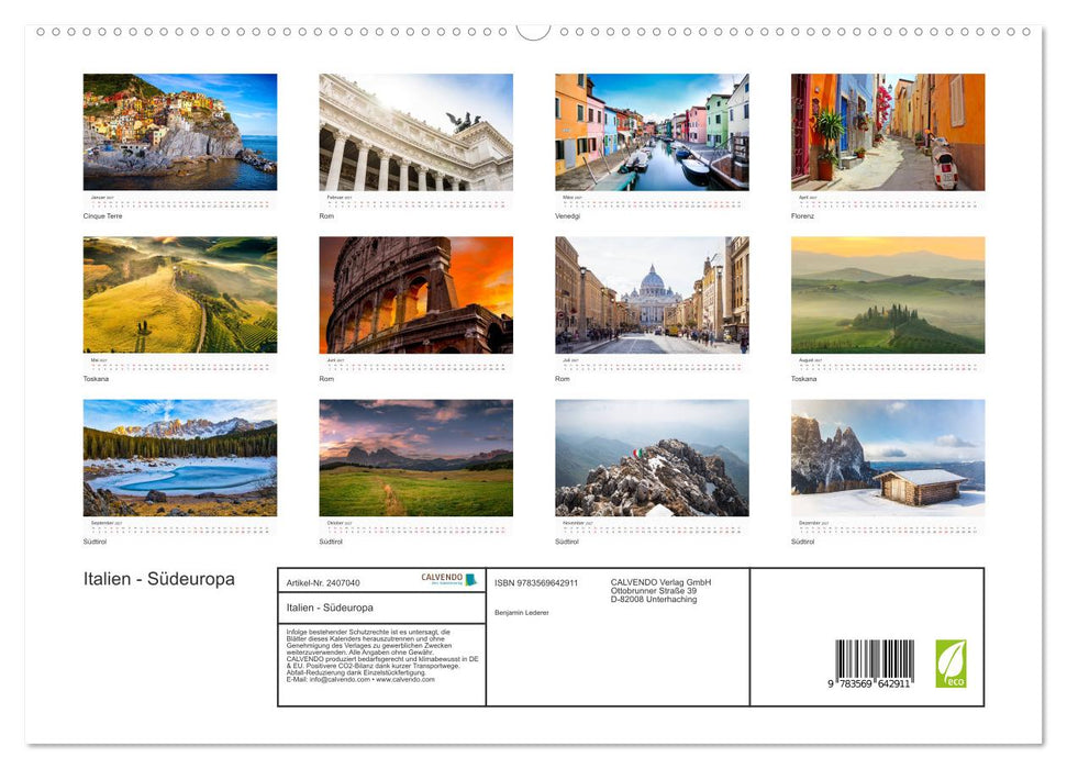 Italien - Südeuropa (CALVENDO Premium Wandkalender 2027)