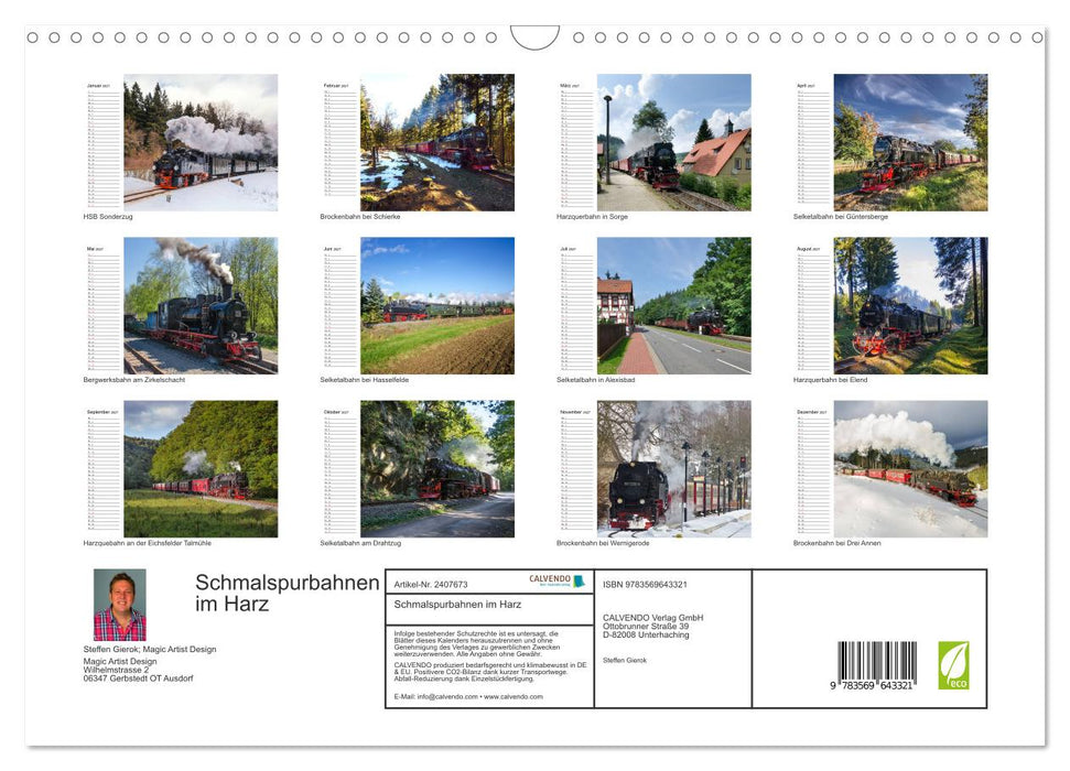 Schmalspurbahnen im Harz (CALVENDO Wandkalender 2027)
