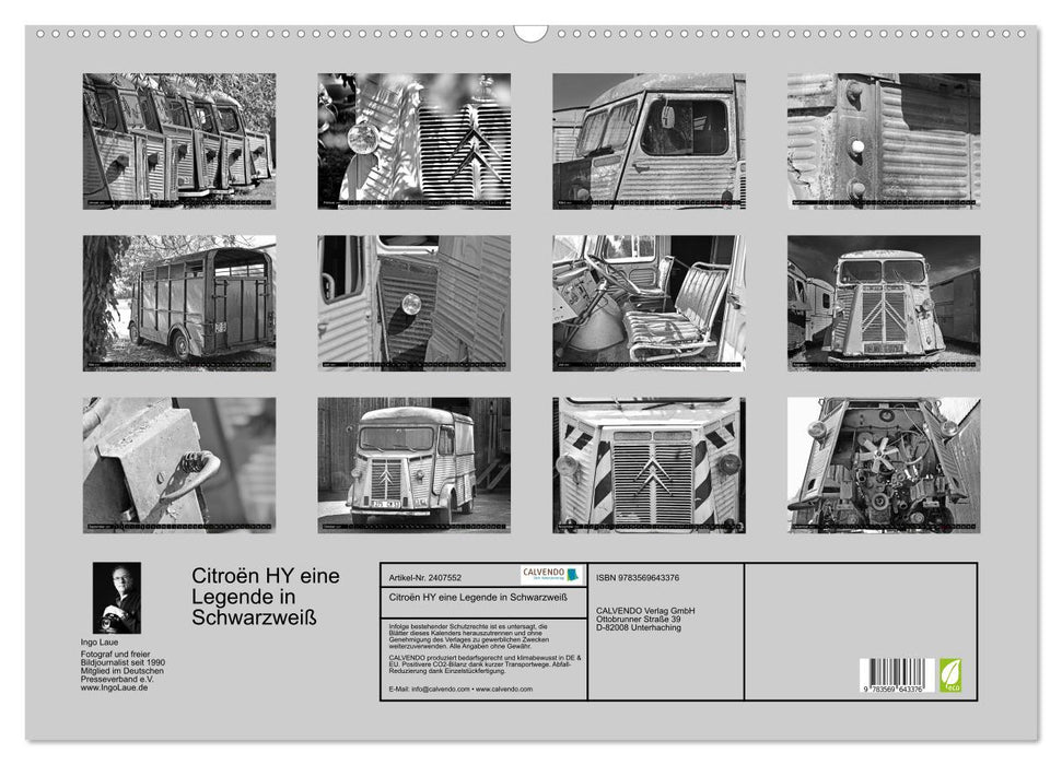 Citroën HY eine Legende in Schwarzweiß (CALVENDO Wandkalender 2027)