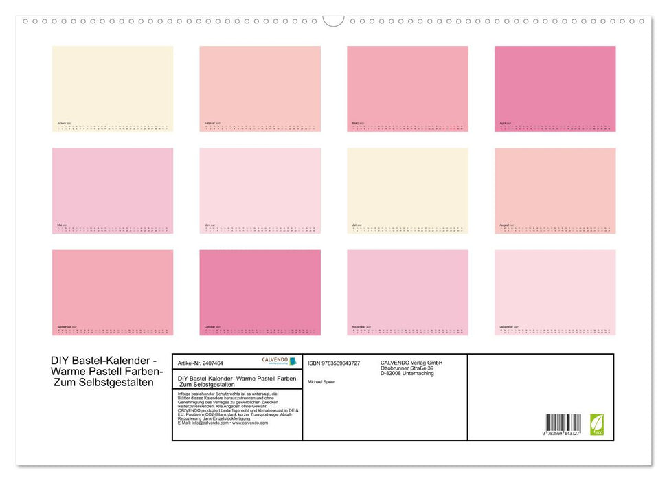 DIY Bastel-Kalender -Warme Pastell Farben- Zum Selbstgestalten (CALVENDO Wandkalender 2027)