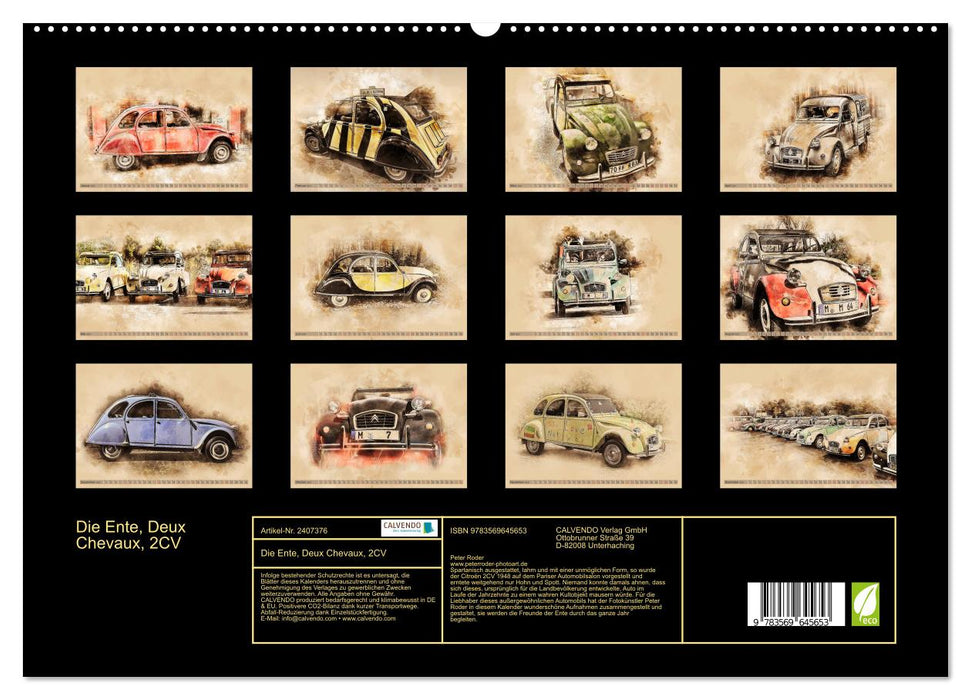 Die Ente, Deux Chevaux, 2CV (CALVENDO Premium Wandkalender 2027)