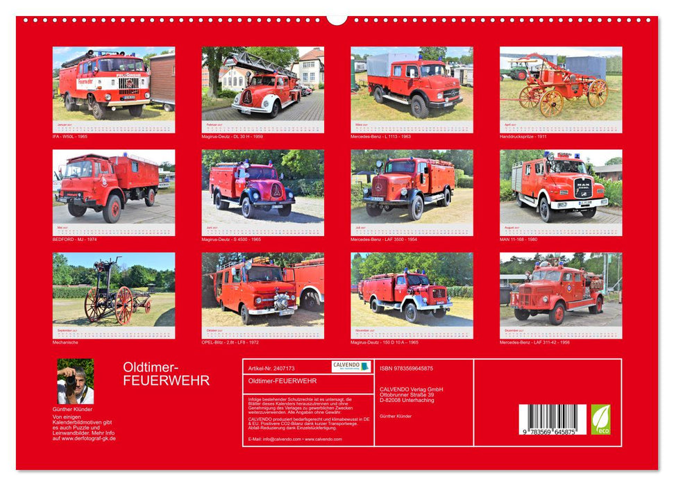 Oldtimer-FEUERWEHR (CALVENDO Premium Wandkalender 2027)