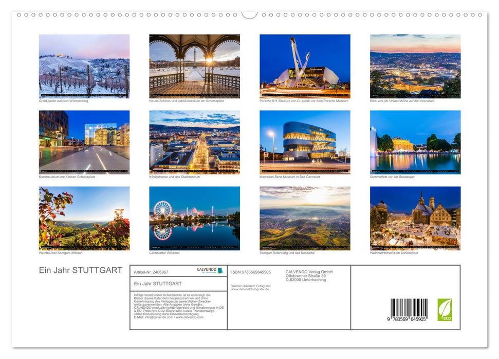Ein Jahr STUTTGART (CALVENDO Premium Wandkalender 2027)
