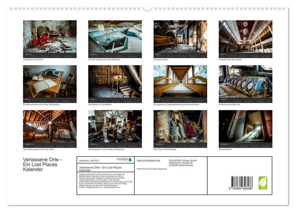 Verlassene Orte - Ein Lost Places Kalender (CALVENDO Premium Wandkalender 2027)