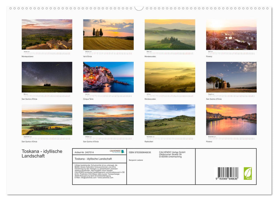 Toskana - idyllische Landschaft (CALVENDO Premium Wandkalender 2027)