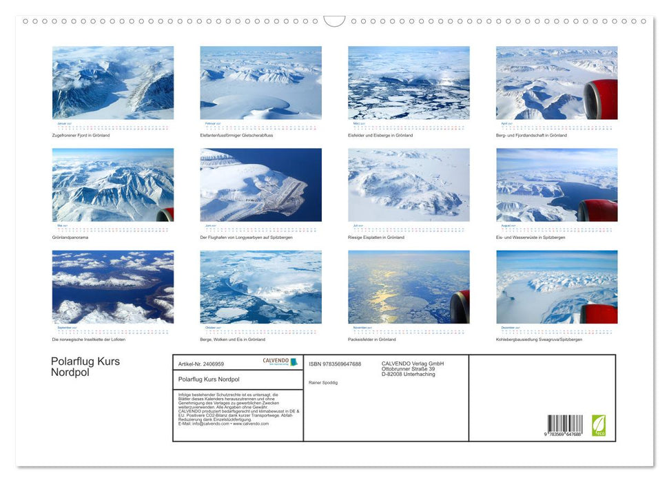 Polarflug Kurs Nordpol (CALVENDO Wandkalender 2027)
