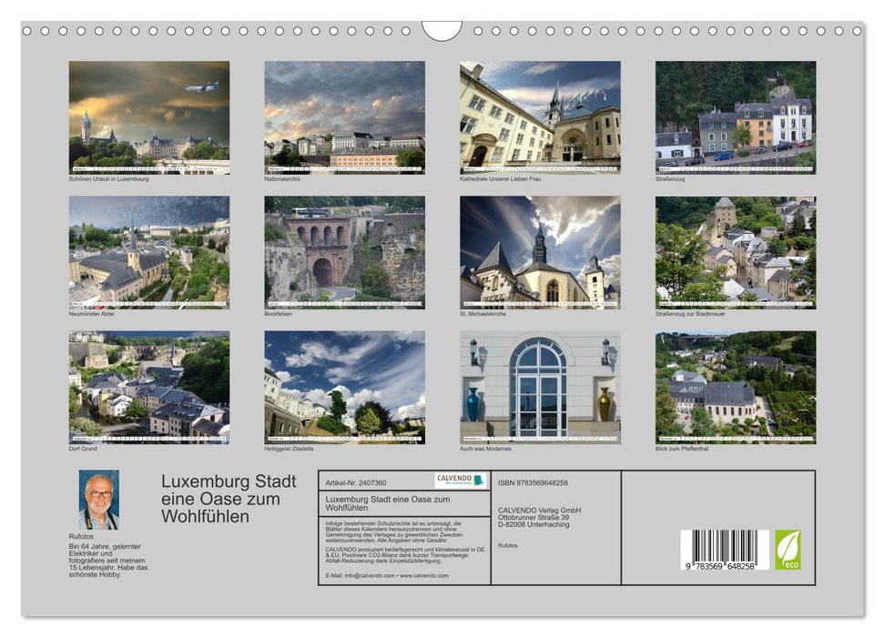 Luxemburg Stadt eine Oase zum Wohlfühlen (CALVENDO Wandkalender 2027)