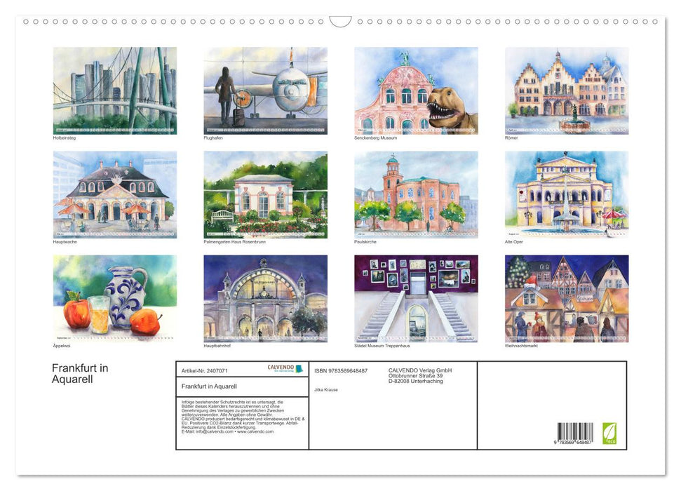 Frankfurt in Aquarell (CALVENDO Wandkalender 2027)