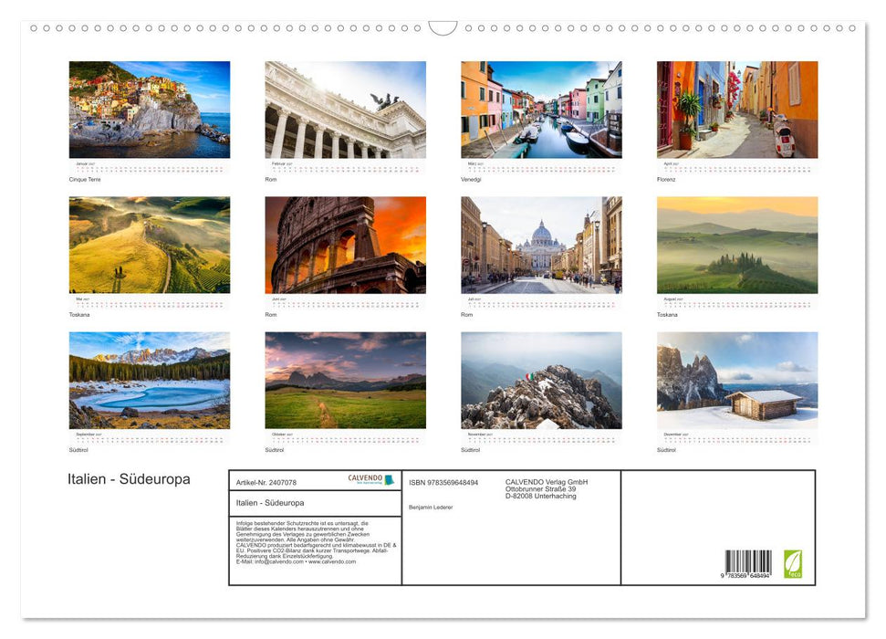 Italien - Südeuropa (CALVENDO Wandkalender 2027)