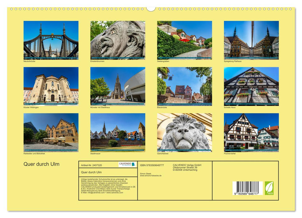 Quer durch Ulm (CALVENDO Premium Wandkalender 2027)