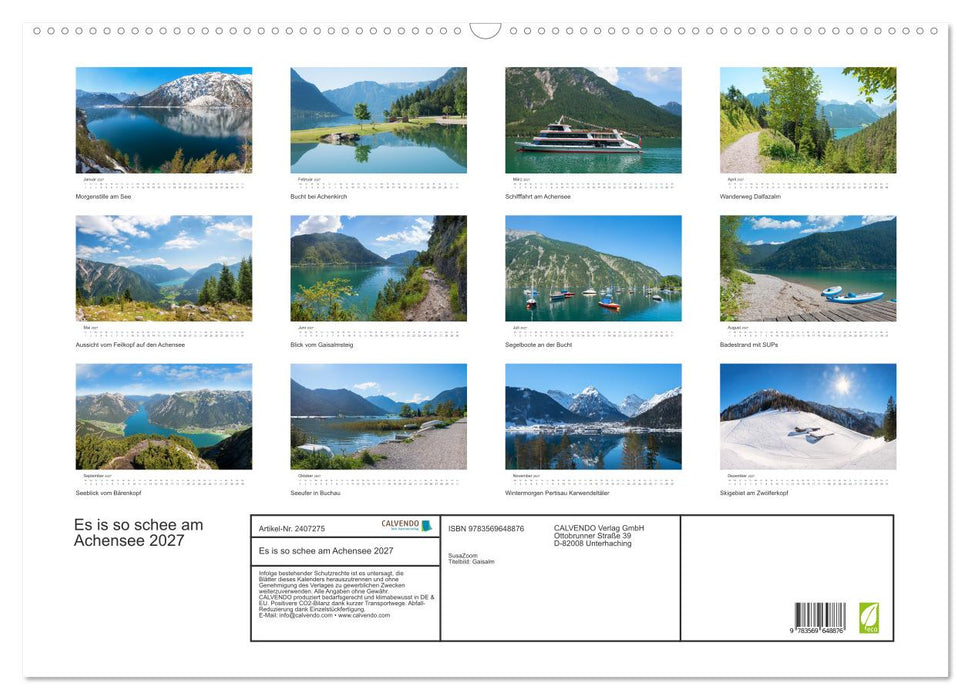 Es is so schee am Achensee 2027 (CALVENDO Wandkalender 2027)