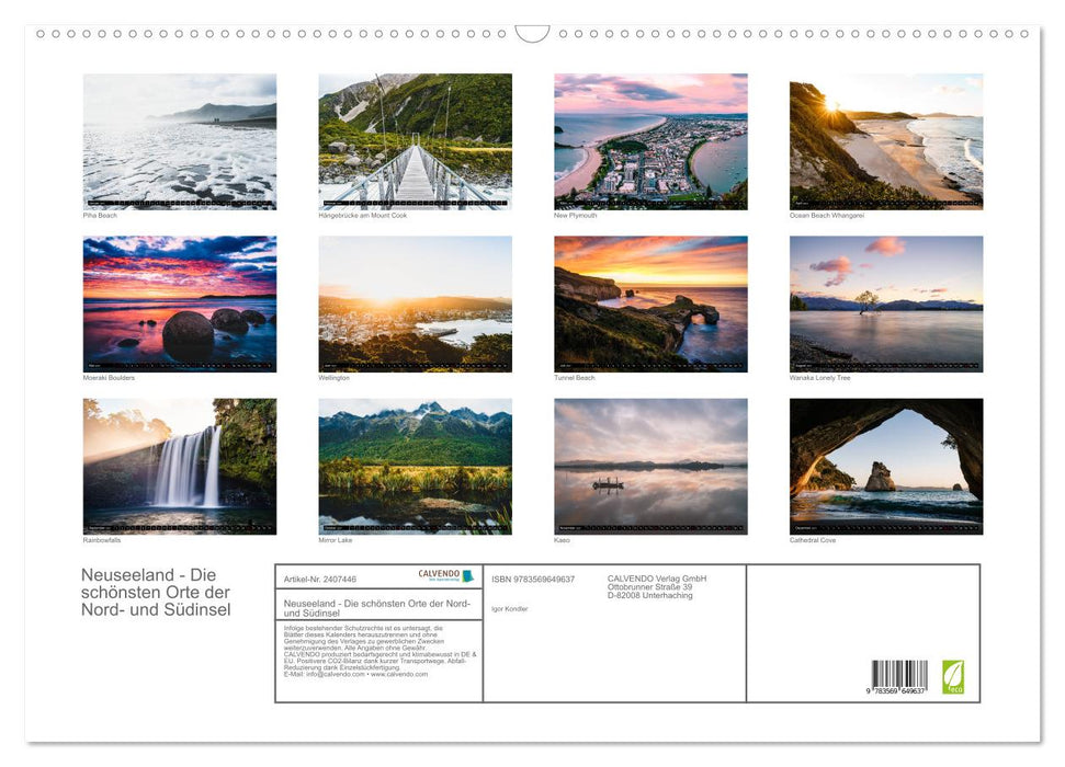 Neuseeland - Die schönsten Orte der Nord- und Südinsel (CALVENDO Wandkalender 2027)