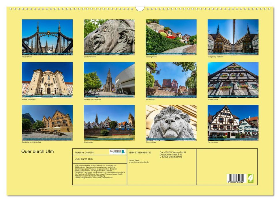 Quer durch Ulm (CALVENDO Wandkalender 2027)